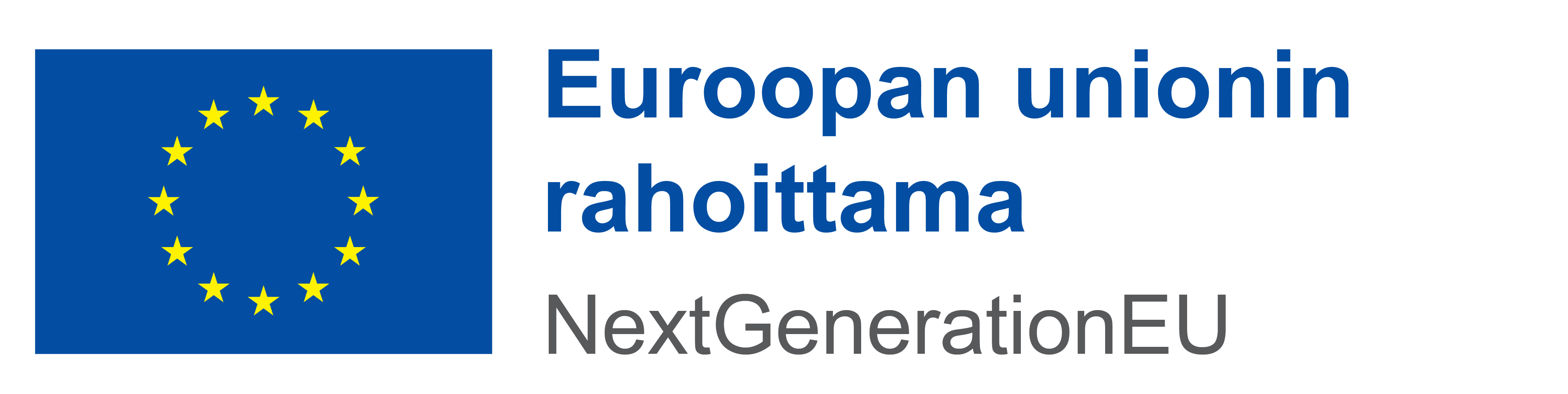 EU:n lippu ja vieressä teksti: Euroopan unionin rahoittama, NextGenerationEU